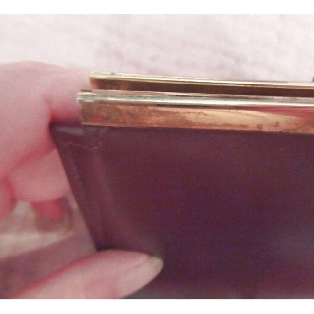 Vintage San Souci Calfskin Leather Checkbook Wallet Clutch Kisslock Old Money